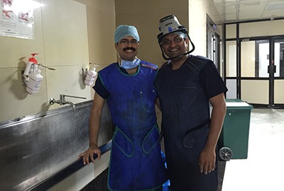 Dr Hosalkar discussing patient-care and management options with Dr Rajkumar at Ganga Hospital, Coimbatore.